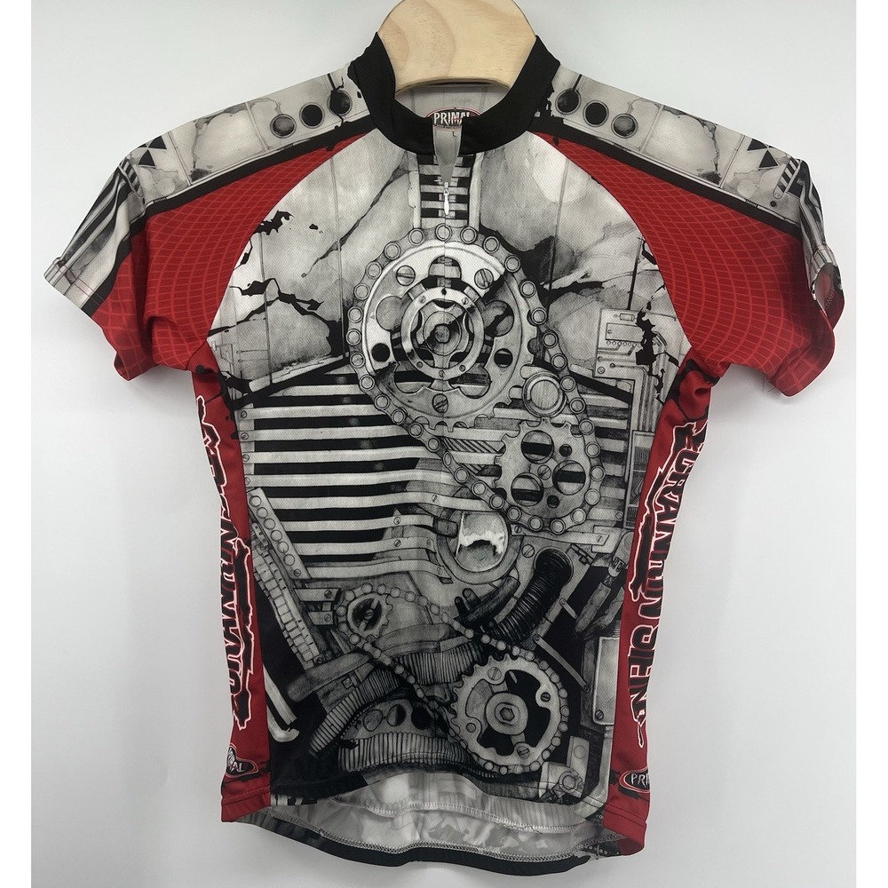 Primal Cycling Jersey Mens Large Crankenstein Biomechanical Black Red White